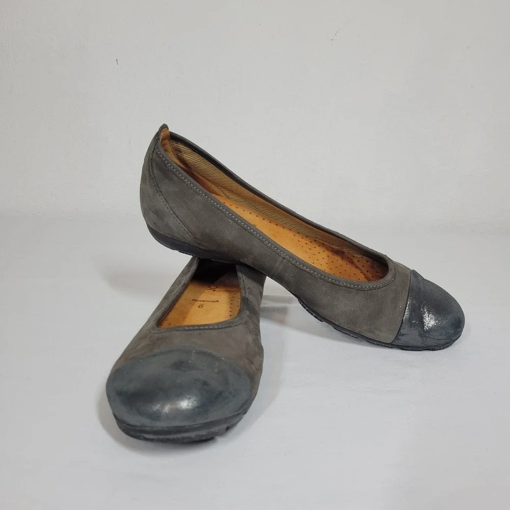 Gabor Size 6‎ Hovercraft Slip On Flats Gray Suede Toe Cap Comfort